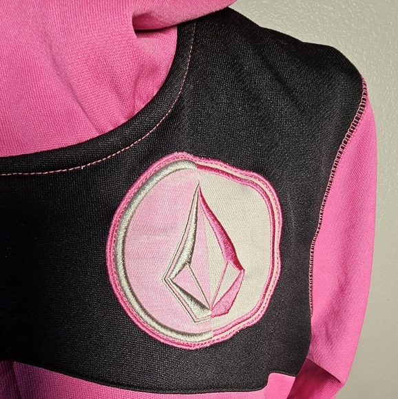 Girls Volcom Pink and Black Hooded Jacket with logos XL - Picture 3 of 11